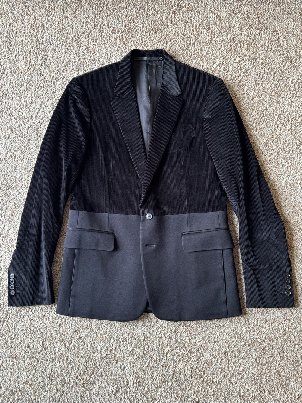Kris Van Assche Men’s Corduroy Wool Mixed Media Blazer Jacket Italy Eu 48 US 38